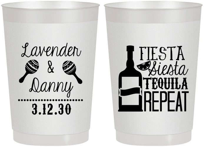 Personalized Wedding 22 oz Frosted Cups - Fiesta Siesta Tequila Repeat | 306