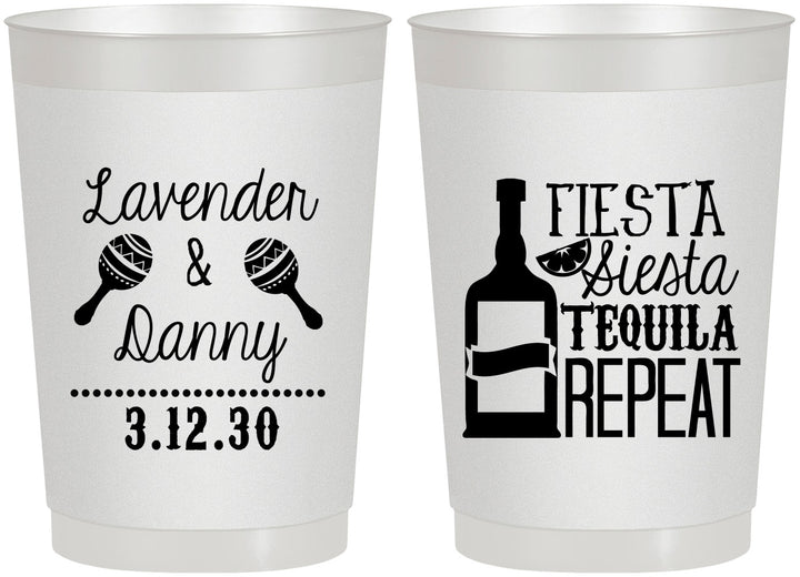 Personalized Wedding 22 oz Frosted Cups - Fiesta Siesta Tequila Repeat | 306