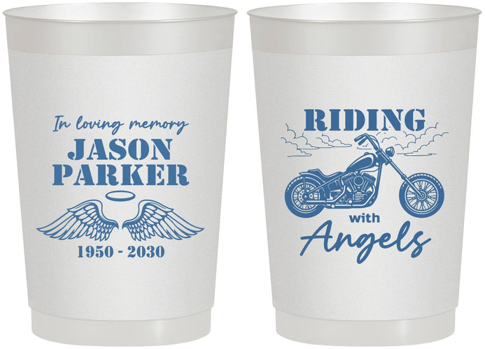 Personalized Memorial 22 oz Frosted Cups - Riding With Angels | 310018