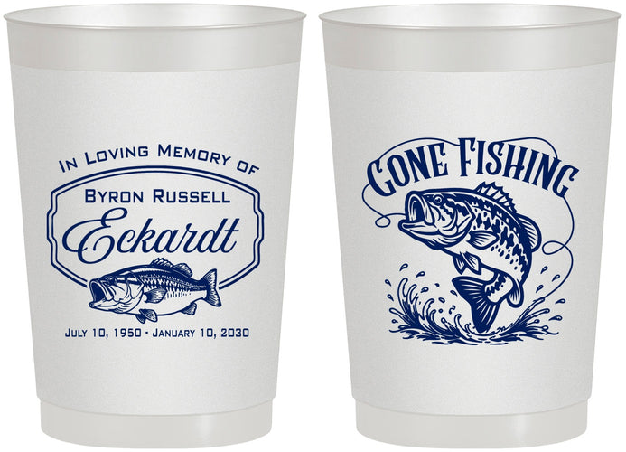 Personalized Memorial 22 oz Frosted Cups - Gone Fishing | 310022