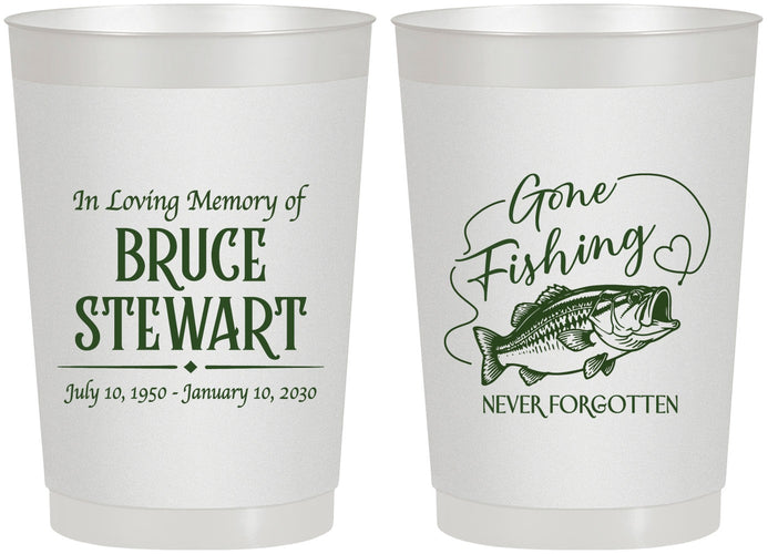 Personalized Memorial 22 oz Frosted Cups - Gone Fishing | 310023