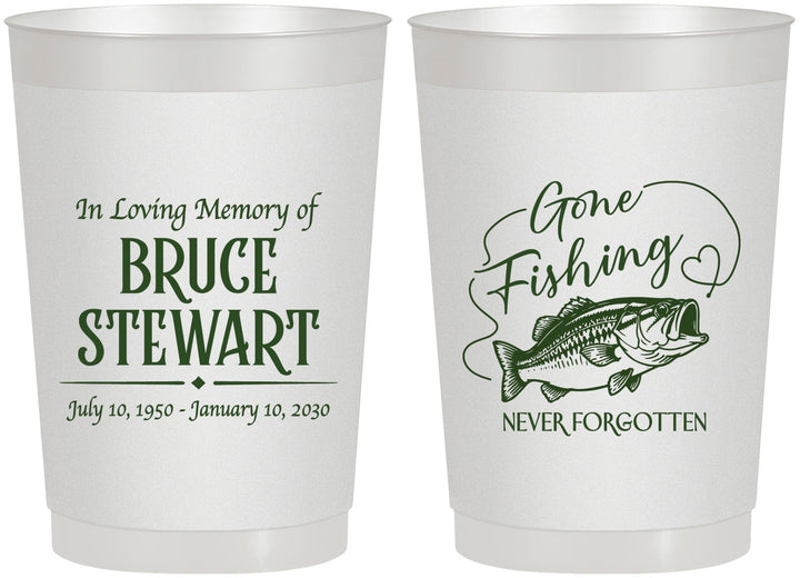 Personalized Memorial 22 oz Frosted Cups - Gone Fishing | 310023