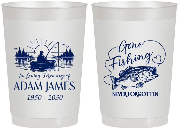Personalized Memorial 22 oz Frosted Cups - Gone Fishing | 310024
