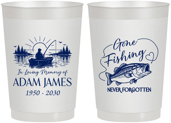Personalized Memorial 22 oz Frosted Cups - Gone Fishing | 310024