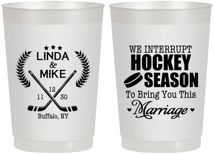 Personalized Wedding 22 oz Frosted Cups - We Interrupt Hockey | 312