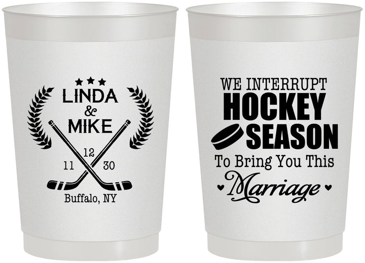 Personalized Wedding 22 oz Frosted Cups - We Interrupt Hockey | 312