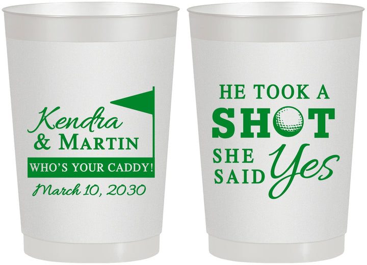 Personalized Wedding 22 oz Frosted Cups - Took A Shot Golf | 320