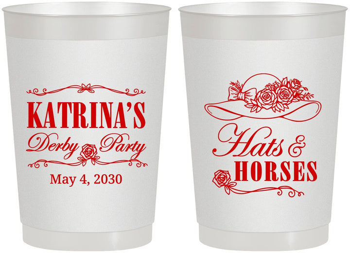 Personalized Derby Day 22 oz Frosted Cups - Hats And Horses | 320005