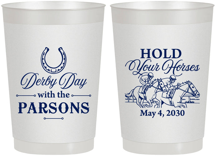 Personalized Derby Day 22 oz Frosted Cups - Hold Your Horses | 320008