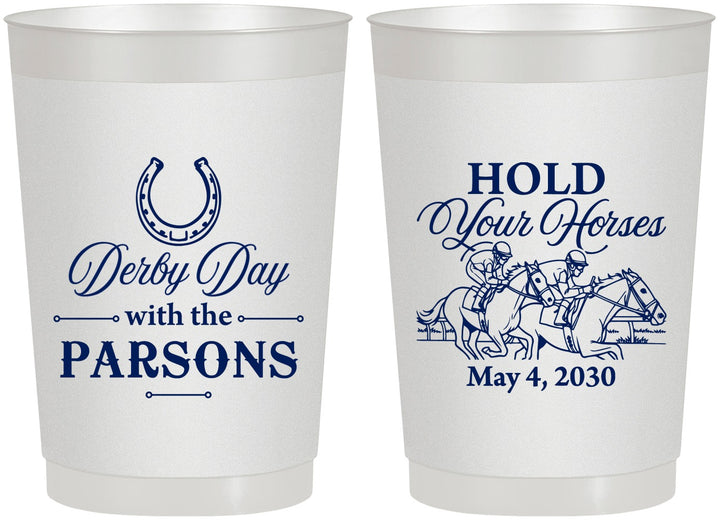 Personalized Derby Day 22 oz Frosted Cups - Hold Your Horses | 320008