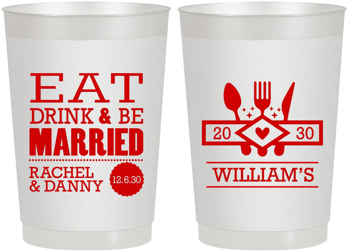 Personalized Wedding 22 oz Frosted Cups - Eat Drink Be Married | 324