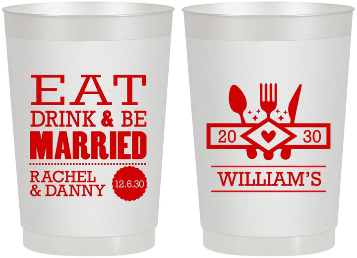 Personalized Wedding 22 oz Frosted Cups - Eat Drink Be Married | 324