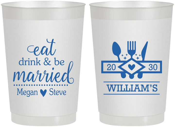 Personalized Wedding 22 oz Frosted Cups - Eat Drink Be Married | 327