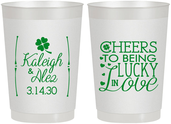 Personalized Wedding 22 oz Frosted Cups - Lucky In Love | 328