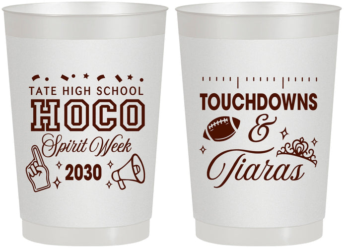 Personalized Homecoming 22 oz Frosted Cups - Touchdowns And Tiaras | 330010