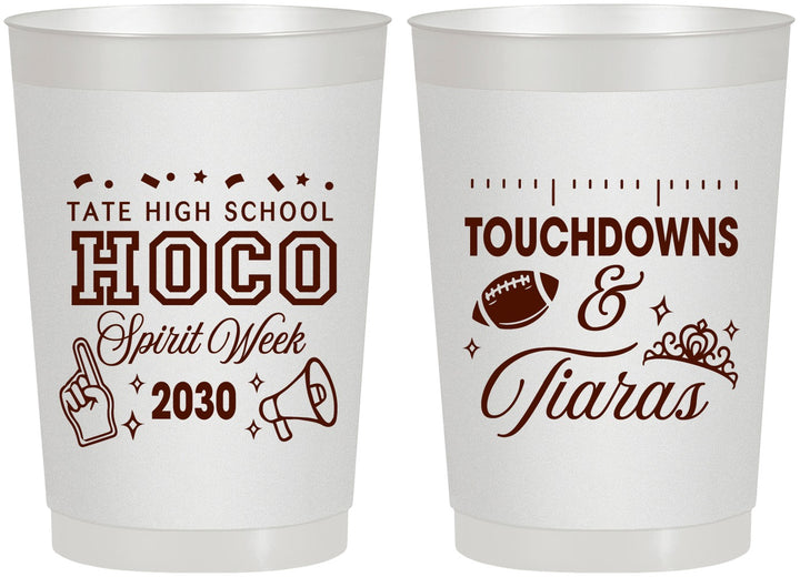 Personalized Homecoming 22 oz Frosted Cups - Touchdowns And Tiaras | 330010