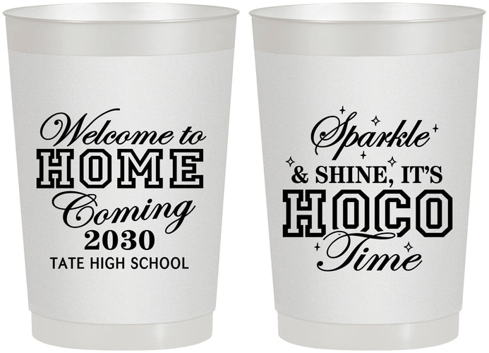 Personalized Homecoming 22 oz Frosted Cups - Sparkle Shine Hoco Time | 330017