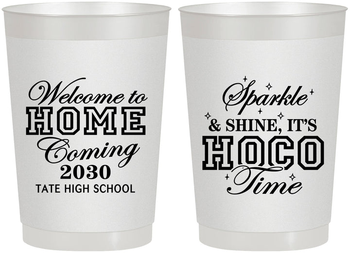 Personalized Homecoming 22 oz Frosted Cups - Sparkle Shine Hoco Time | 330017