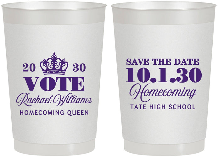 Personalized Homecoming 22 oz Frosted Cups - Hoco Queen Vote | 330020
