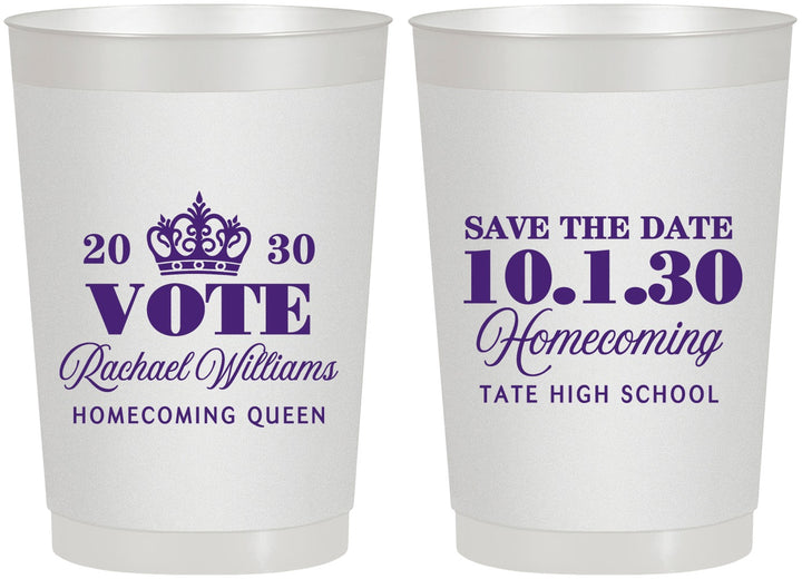 Personalized Homecoming 22 oz Frosted Cups - Hoco Queen Vote | 330020