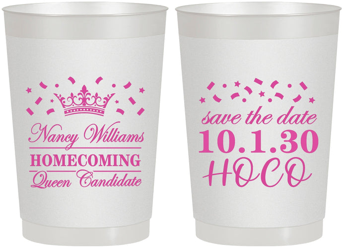 Personalized Homecoming 22 oz Frosted Cups - Hoco Queen Vote | 330024