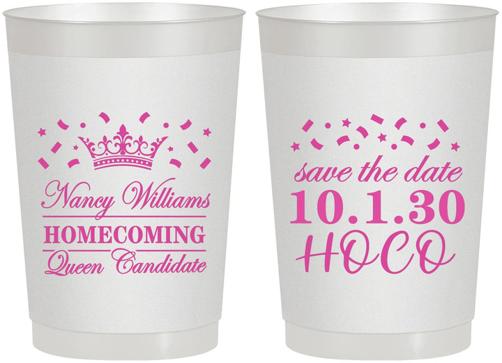 Personalized Homecoming 22 oz Frosted Cups - Hoco Queen Vote | 330024