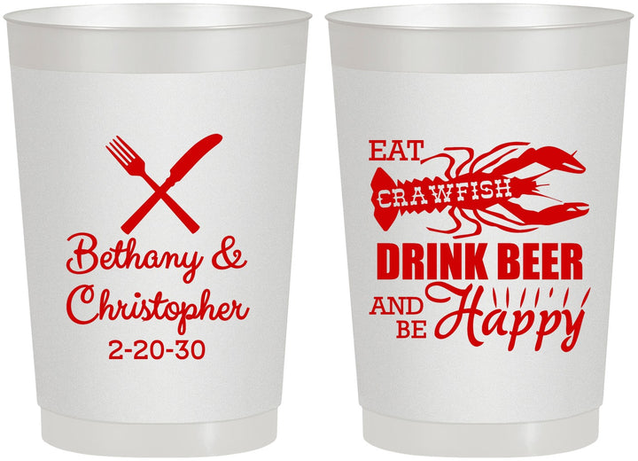 Personalized Wedding 22 oz Frosted Cups - Crawfish Boil | 332
