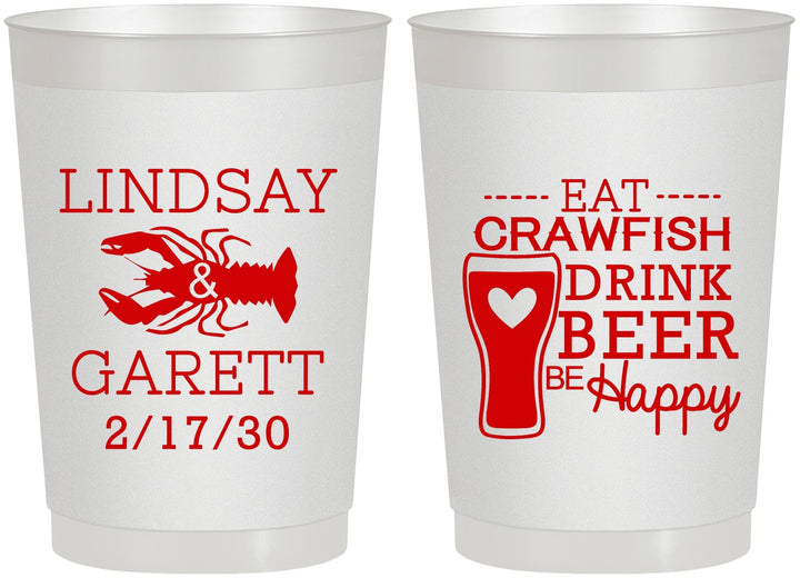 Personalized Wedding 22 oz Frosted Cups - Crawfish Boil | 333