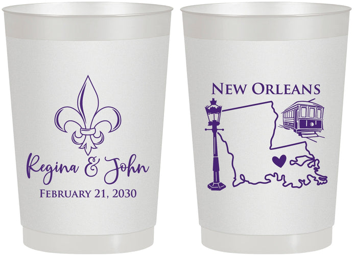 Personalized Wedding 22 oz Frosted Cups - New Orleans | 334