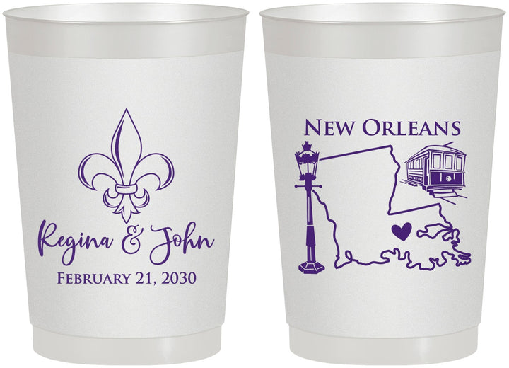 Personalized Wedding 22 oz Frosted Cups - New Orleans | 334