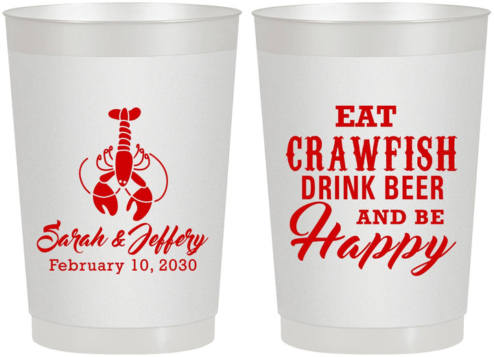 Personalized Wedding 22 oz Frosted Cups - Crawfish Boil | 335