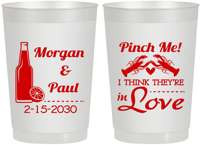 Personalized Wedding 22 oz Frosted Cups - Crawfish Boil Pinch Me | 337