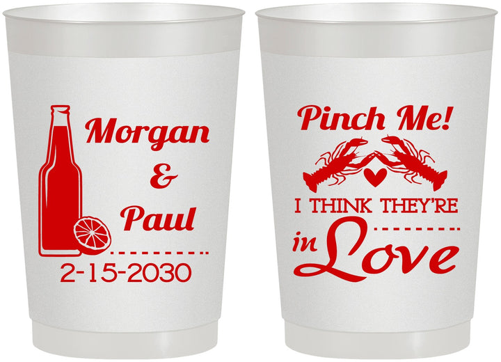 Personalized Wedding 22 oz Frosted Cups - Crawfish Boil Pinch Me | 337