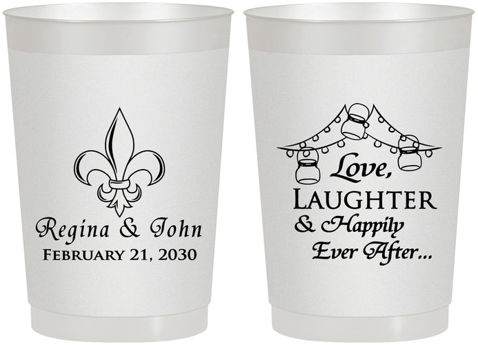 Personalized Wedding 22 oz Frosted Cups - Love Laughter Happily | 338