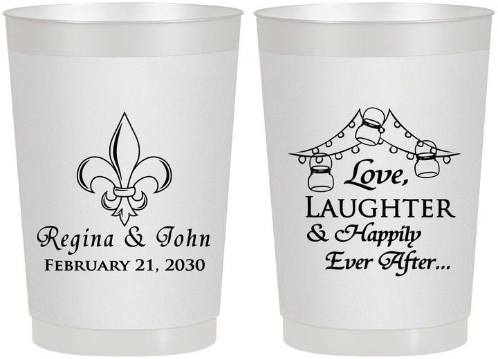 Personalized Wedding 22 oz Frosted Cups - Love Laughter Happily | 338