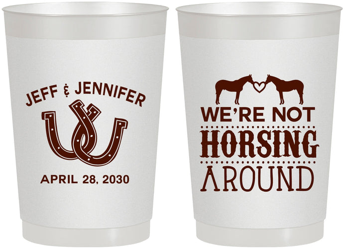 Personalized Wedding 22 oz Frosted Cups - Horseshoe | 340