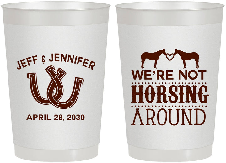 Personalized Wedding 22 oz Frosted Cups - Horseshoe | 340