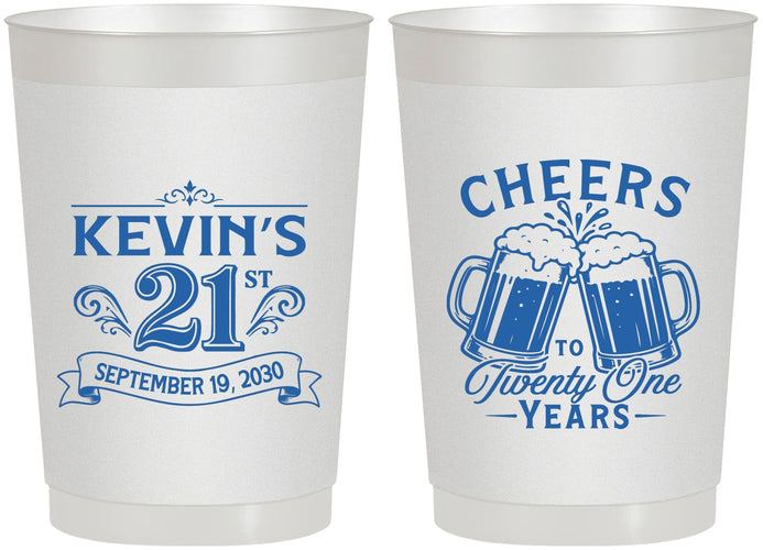 Personalized 21st Birthday 22 oz Frosted Cups - Cheers To Twenty One Years | 340000