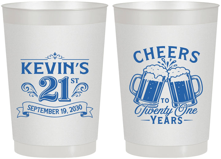 Personalized 21st Birthday 22 oz Frosted Cups - Cheers To Twenty One Years | 340000
