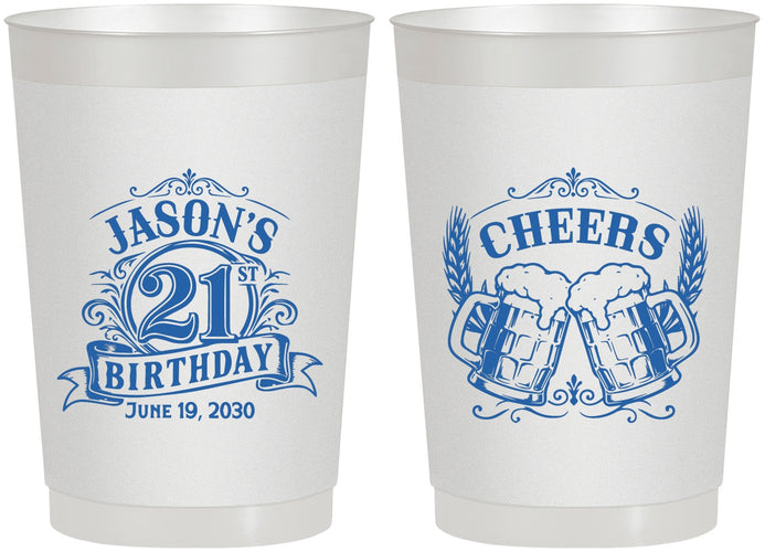 Personalized 21st Birthday 22 oz Frosted Cups - Cheers | 340001