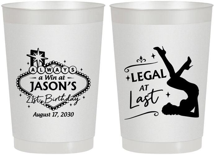 Personalized 21st Birthday 22 oz Frosted Cups - Legal At Last Vegas | 340002