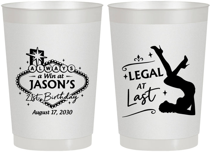 Personalized 21st Birthday 22 oz Frosted Cups - Legal At Last Vegas | 340002