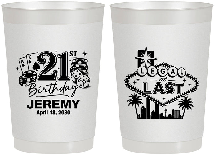 Personalized 21st Birthday 22 oz Frosted Cups - Legal At Last Vegas | 340003