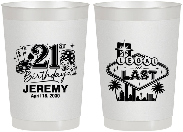 Personalized 21st Birthday 22 oz Frosted Cups - Legal At Last Vegas | 340003