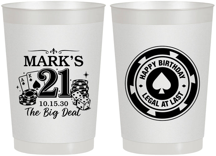 Personalized 21st Birthday 22 oz Frosted Cups - Legal At Last Vegas | 340004