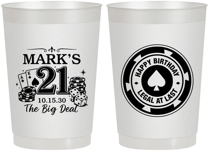 Personalized 21st Birthday 22 oz Frosted Cups - Legal At Last Vegas | 340004
