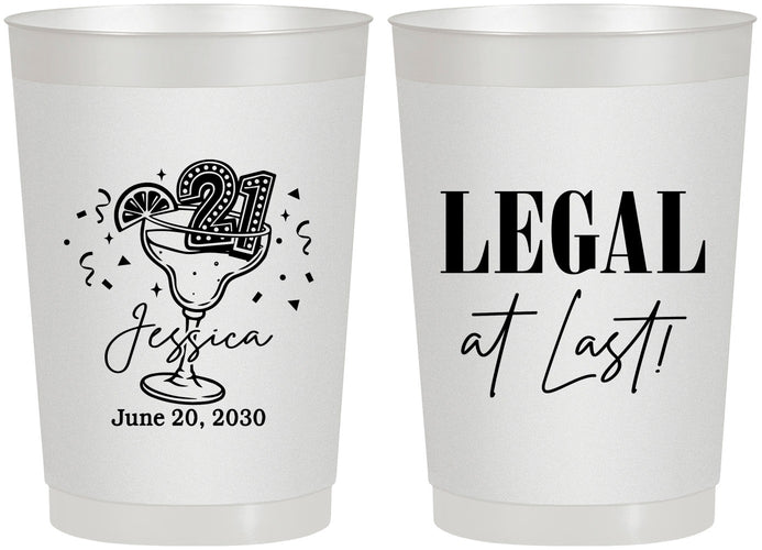 Personalized 21st Birthday 22 oz Frosted Cups - Legal At Last | 340005