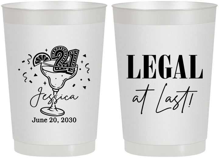 Personalized 21st Birthday 22 oz Frosted Cups - Legal At Last | 340005