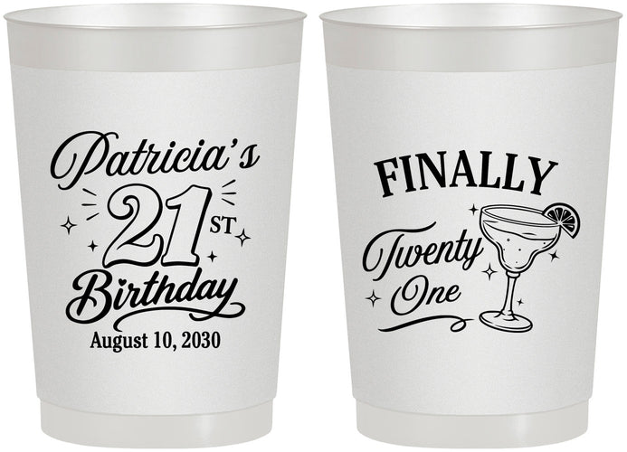 Personalized 21st Birthday 22 oz Frosted Cups - Finally Twenty One | 340008