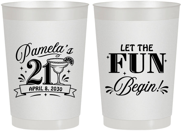 Personalized 21st Birthday 22 oz Frosted Cups - Let The Fun Begin | 340009